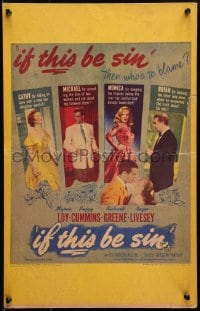 6t513 IF THIS BE SIN WC 1950 Myrna Loy, Roger Livesey, Peggy Cummins, Richard Greene!