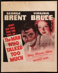 6t549 MAN WHO TALKED TOO MUCH WC 1940 close up of gagged George Brent & Virginia Bruce!
