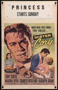 6t555 MISTER CORY WC 1957 art of professional poker player Tony Curtis & kissing sexy Martha Hyer!