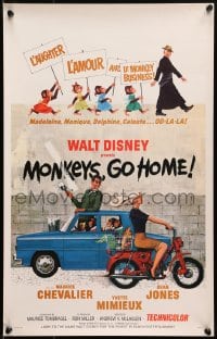 6t558 MONKEYS GO HOME WC 1967 Disney, art of Maurice Chevalier, Yvette Mimieux & apes!