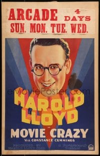 6t560 MOVIE CRAZY WC 1932 great artwork of Harold Lloyd wearing his trademark glasses, very rare!