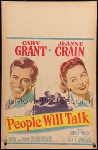 6t578 PEOPLE WILL TALK WC 1951 great artwork of smiling Cary Grant & pretty Jeanne Crain!