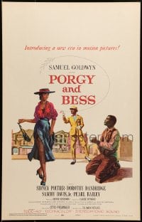6t581 PORGY & BESS WC 1959 art of Sidney Poitier, Dorothy Dandridge & Sammy Davis Jr.!