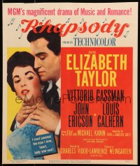 6t594 RHAPSODY WC 1954 Elizabeth Taylor, Vittorio Gassman, magnificent drama of music & romance!