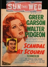 6t610 SCANDAL AT SCOURIE WC 1953 great close up art of Greer Garson + inset Walter Pidgeon!