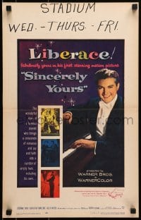 6t619 SINCERELY YOURS WC 1955 famous pianist Liberace brings a crescendo of love to empty lives!