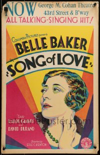 6t629 SONG OF LOVE WC 1929 great art of forgotten Jewish vaudeville singer Belle Baker!