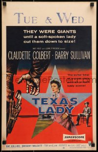 6t643 TEXAS LADY WC 1955 they were giants until soft-spoken Claudette Colbert cut them down to size!
