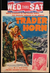 6t656 TRADER HORN WC R1953 W.S. Van Dyke, cool art of sexy Edwina Booth whipping + wild animals!