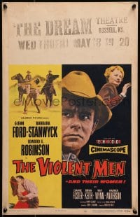 6t665 VIOLENT MEN WC 1954 cowboy Glenn Ford, Barbara Stanwyck, Edward G. Robinson, western!