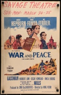 6t667 WAR & PEACE WC 1956 art of Audrey Hepburn, Henry Fonda & Mel Ferrer, Leo Tolstoy epic!