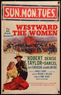 6t668 WESTWARD THE WOMEN WC 1951 art of Robert Taylor & sexy mail-order bride Denise Darcel!