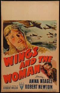 6t676 WINGS & THE WOMAN WC 1942 art of Anna Neagle playing Amy Johnson, famous female aviator!