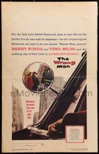 6t680 WRONG MAN WC 1957 Henry Fonda, Vera Miles, Alfred Hitchcock, cool rear view mirror art!