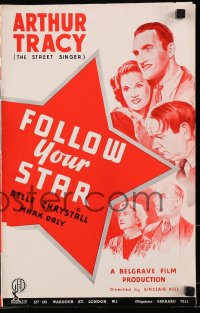 6t061 FOLLOW YOUR STAR English pressbook 1938 Arthur Tracy The Street Singer & Belle Chrystall!