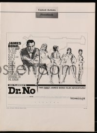6t017 DR. NO pressbook 1962 Sean Connery as 1st James Bond, great Al Hirschfeld newspaper ad!