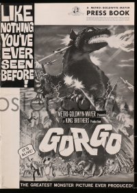 6t024 GORGO pressbook 1961 art of giant monster terrorizing city, like nothing you've ever seen!