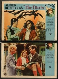 6w885 BIRDS 2 LCs 1963 Alfred Hitchcock, Tippi Hedren, Rod Taylor, classic horror images!