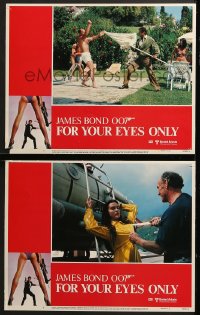 6w915 FOR YOUR EYES ONLY 2 LCs 1981 Roger Moore as James Bond 007, Lynn-Holly Johnson!