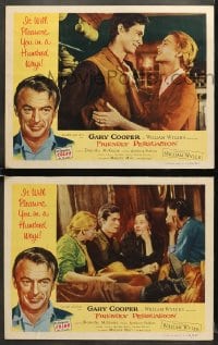 6w917 FRIENDLY PERSUASION 2 LCs 1956 Gary Cooper, pretty Dorothy McQuire, Anthony Perkins!