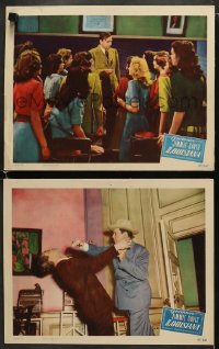 6w943 LOUISIANA 2 LCs 1947 Governor Jimmie Davis in front of a classroom full of girls & fighting!