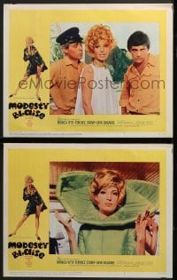 6w953 MODESTY BLAISE 2 LCs 1966 Bob Peak border art of sexiest female secret agent Monica Vitti!