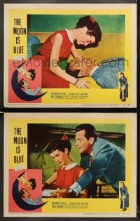 6w954 MOON IS BLUE 2 LCs 1953 William Holden, virgin Maggie McNamara, directed by Otto Preminger!