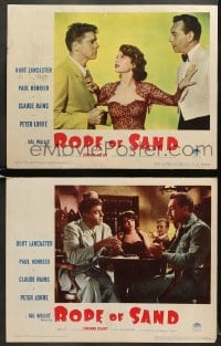 6w970 ROPE OF SAND 2 LCs 1949 Burt Lancaster, Paul Henreid, sexy Corinne Calvet, Claude Rains!