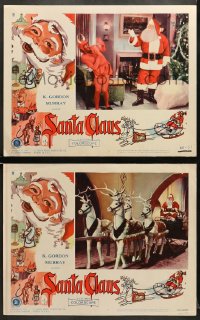 6w973 SANTA CLAUS 2 LCs 1960 wonderful surreal Christmas images, enchanting world of make-believe!