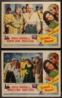 6w977 SINBAD THE SAILOR 2 LCs 1946 Douglas Fairbanks Jr. & Maureen O'Hara out of the Arabian Nights