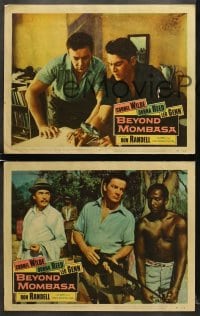 6w694 BEYOND MOMBASA 5 LCs 1957 Cornel Wilde, Donna Reed, Leo Genn, adventure beyond compare!