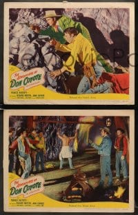 6w805 ADVENTURES OF DON COYOTE 3 LCs 1947 he has a deadly eye for a target & roving eye for a redhead!