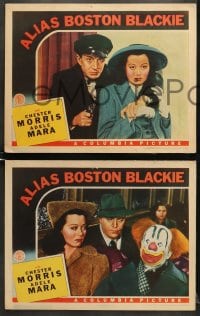 6w806 ALIAS BOSTON BLACKIE 3 LCs 1942 Lew Landers, Adele Mara & Chester Morris in title role!