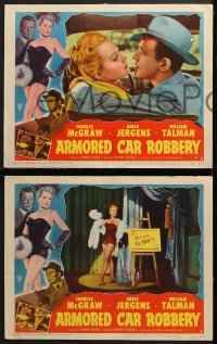 6w811 ARMORED CAR ROBBERY 3 LCs 1950 image of William Talman & sexy Adele Jergens!
