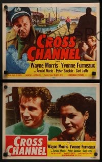 6w103 CROSS CHANNEL 8 LCs 1955 film noir, sailor Wayne Morris, Yvonne Furneaux!