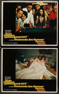 6w561 DIAMONDS ARE FOREVER 7 LCs 1971 Sean Connery as James Bond 007, gambling, Jill St. John, more!