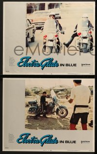 6w132 ELECTRA GLIDE IN BLUE 8 LCs 1973 cool images of motorcycle cop Robert Blake, Elisha Cook Jr.