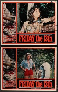 6w164 FRIDAY THE 13th 8 int'l LCs 1980 Kevin Bacon, horror slasher images, border art by Joann!