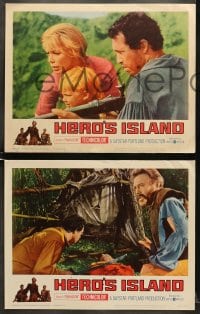 6w578 HERO'S ISLAND 7 LCs 1962 great images of James Mason, Neville Brand, Kate Manx & Rip Torn!