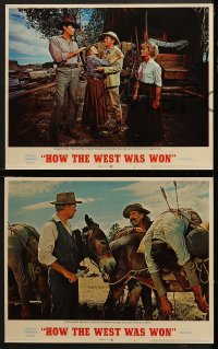 6w214 HOW THE WEST WAS WON 8 LCs R1970 John Ford epic, Debbie Reynolds, Gregory Peck & all-star cast!