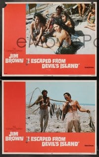 6w221 I ESCAPED FROM DEVIL'S ISLAND 8 LCs 1973 Jim Brown, Christopher George, Richard Ely!