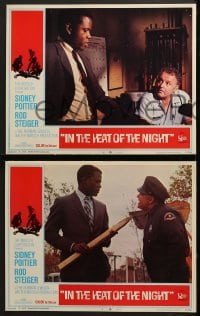 6w835 IN THE HEAT OF THE NIGHT 3 LCs 1967 Sidney Poitier, Rod Steiger, Warren Oates, crime classic!