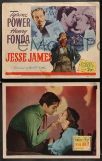 6w234 JESSE JAMES 8 LCs R1946 images of most famous outlaws Tyrone Power & Henry Fonda as Frank!