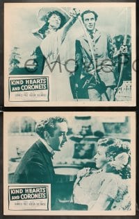 6w767 KIND HEARTS & CORONETS 4 LCs R1950s Alec Guinness chopped down the family tree!
