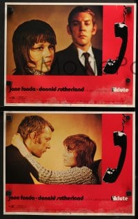 6w256 KLUTE 8 LCs 1971 Donald Sutherland & call girl Jane Fonda, dangling telephone art!