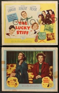6w282 LUCKY STIFF 8 LCs 1948 great image of Dorothy Lamour, Brian Donlevy & Claire Trevor!