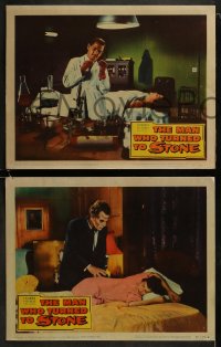 6w775 MAN WHO TURNED TO STONE 4 LCs 1957 Victor Jory practices unholy medicine, cool horror images!