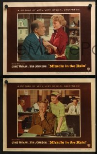6w309 MIRACLE IN THE RAIN 8 LCs 1956 pretty Jane Wyman, Van Johnson, Peggie Castle, Fred Clark!