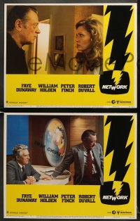 6w846 NETWORK 3 LCs 1976 William Holden, Faye Dunaway, Paddy Chayefsky, Sidney Lumet classic!
