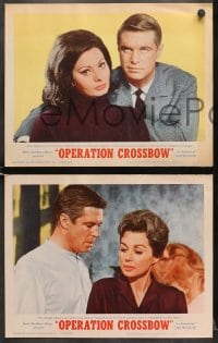 6w352 OPERATION CROSSBOW 8 LCs 1965 great images of George Peppard, Howard & sexy Sophia Loren!